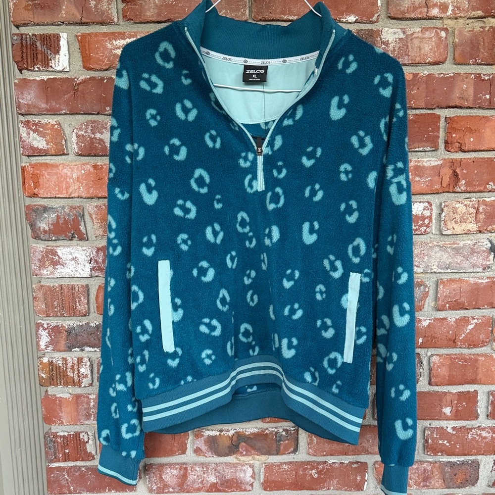 ZELOS Teal Patterned quarter zip Jacket size XL